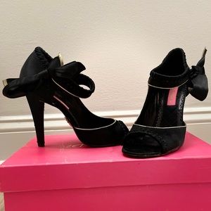 Betsey Johnson Rally Heels in Black Satin